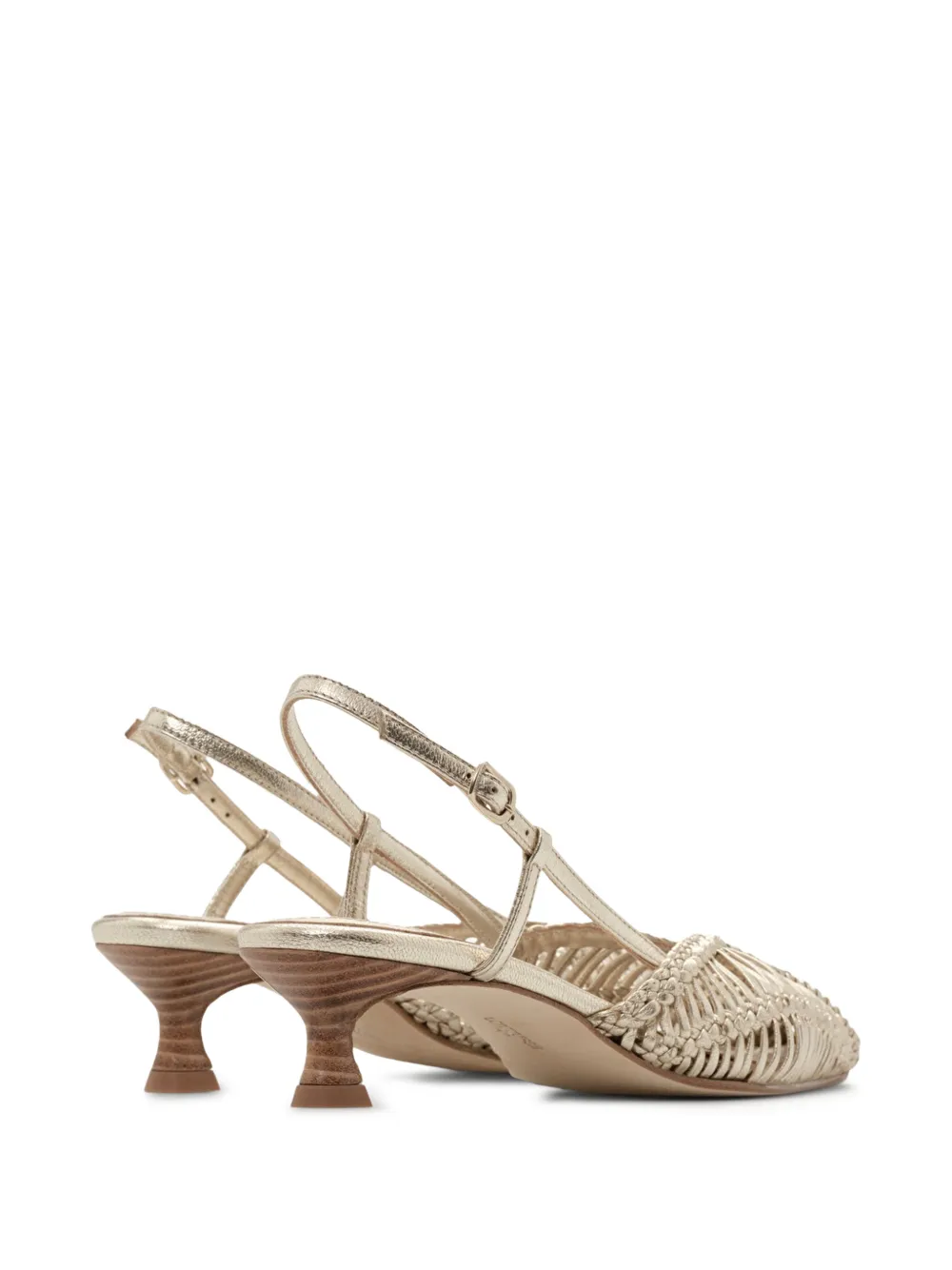 Lottusse Edit woven leather slingback pumps Goud