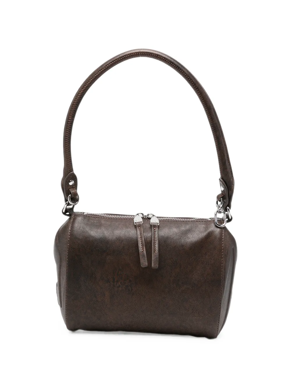 Diesel logo-embossed barrel shoulder bag - Marrone
