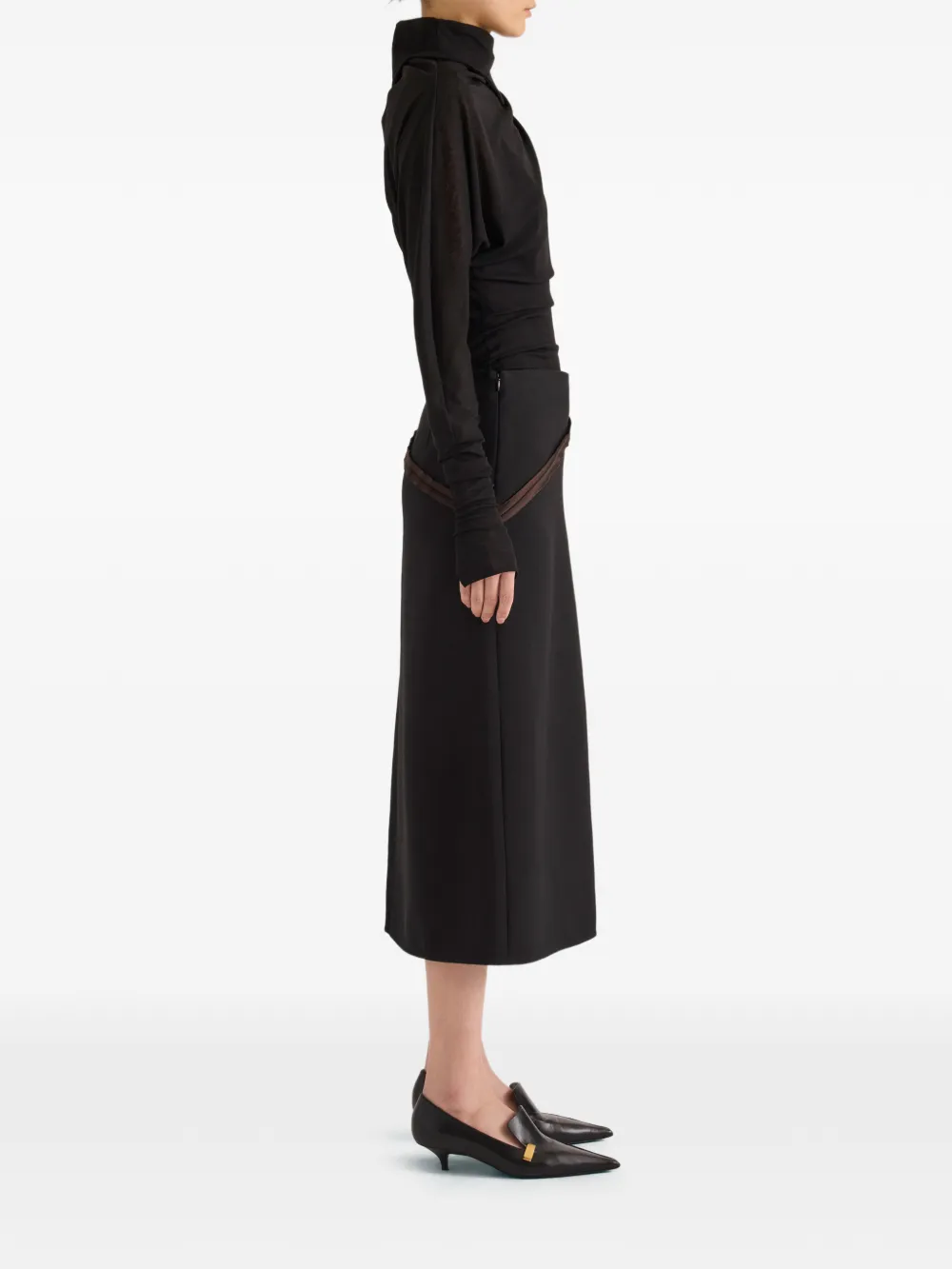 Proenza Schouler Justine satijnen wollen rok Zwart