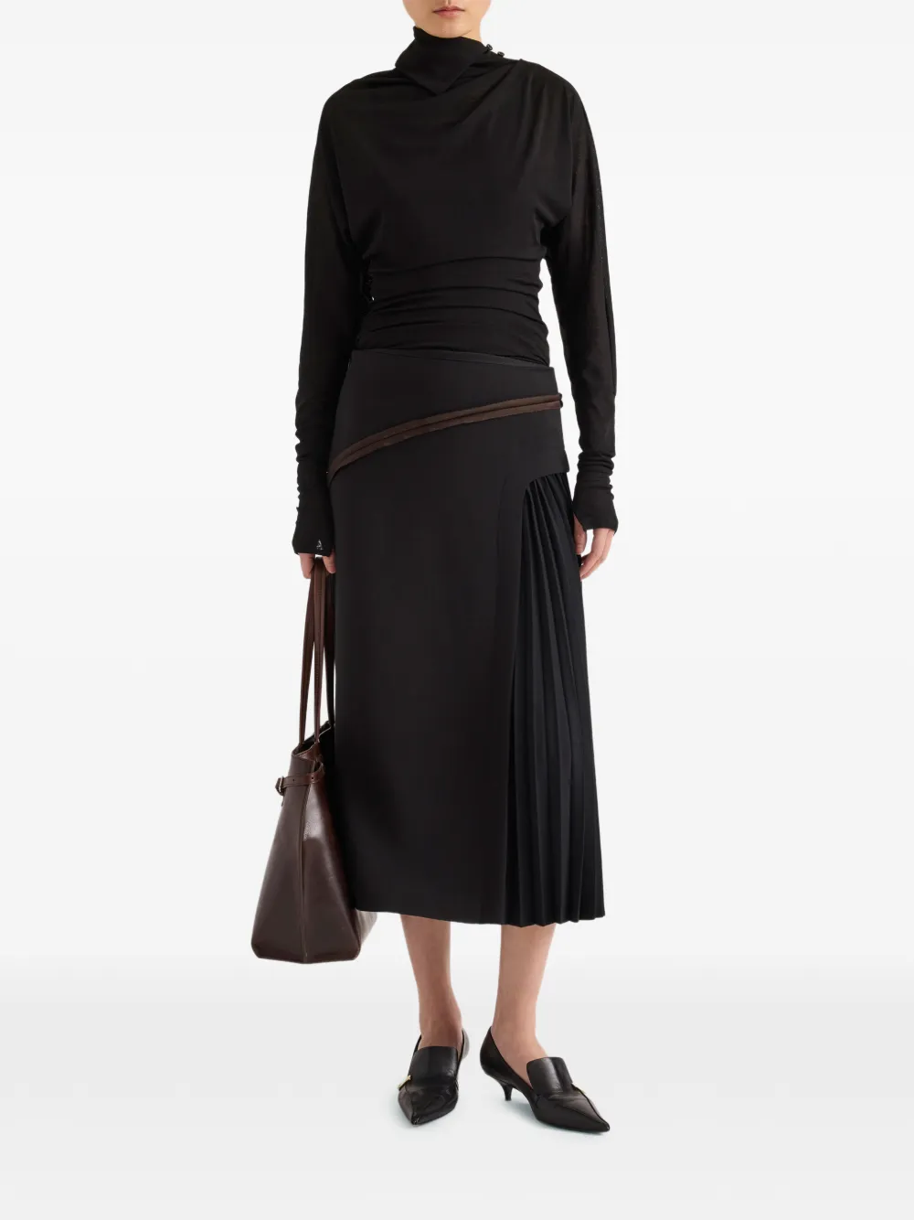 Proenza Schouler Justine satijnen wollen rok Zwart