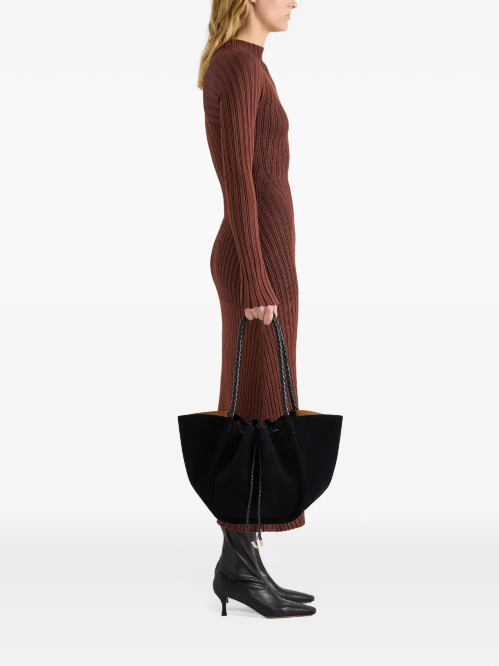 Proenza Schouler large Ruched leather tote bag Zwart