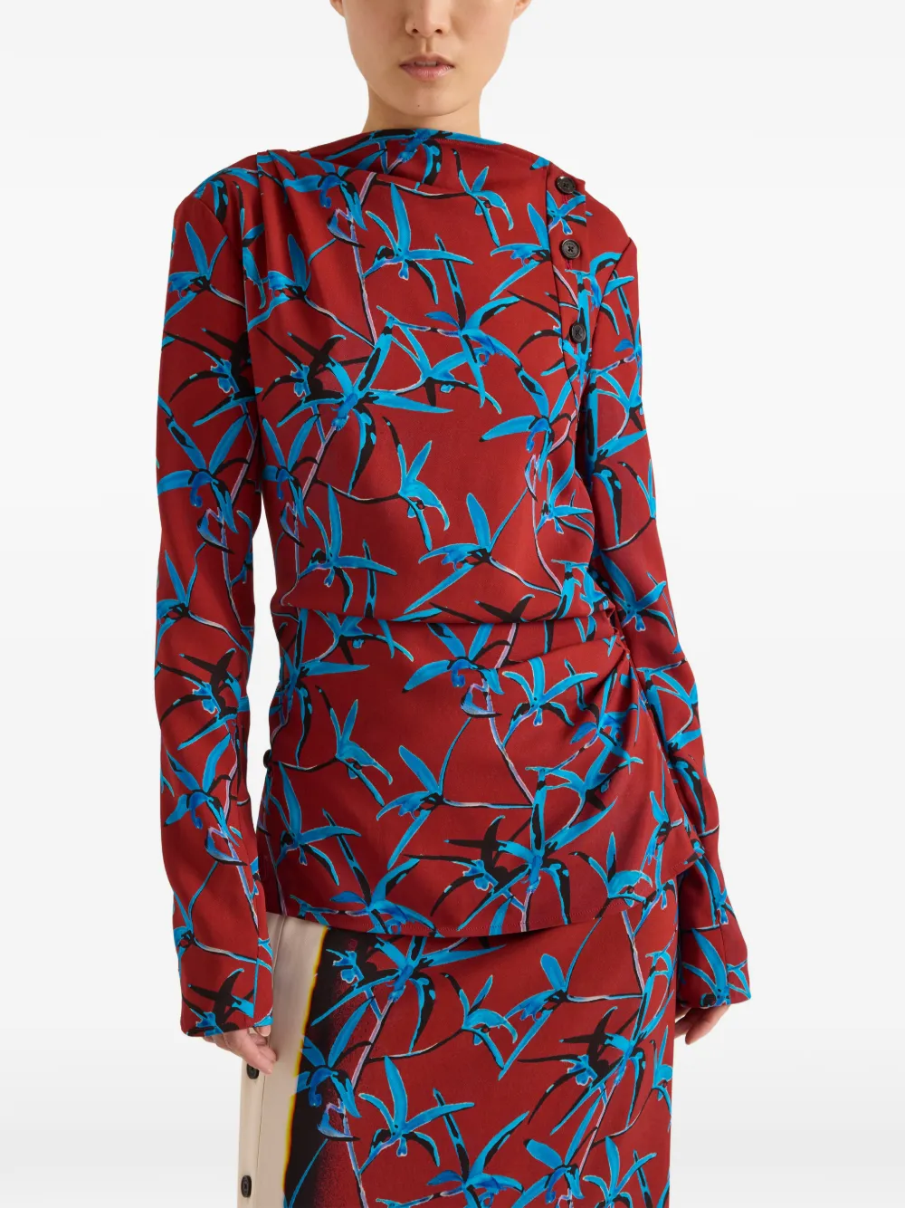 Proenza Schouler Anais top van stretch cady met print Rood