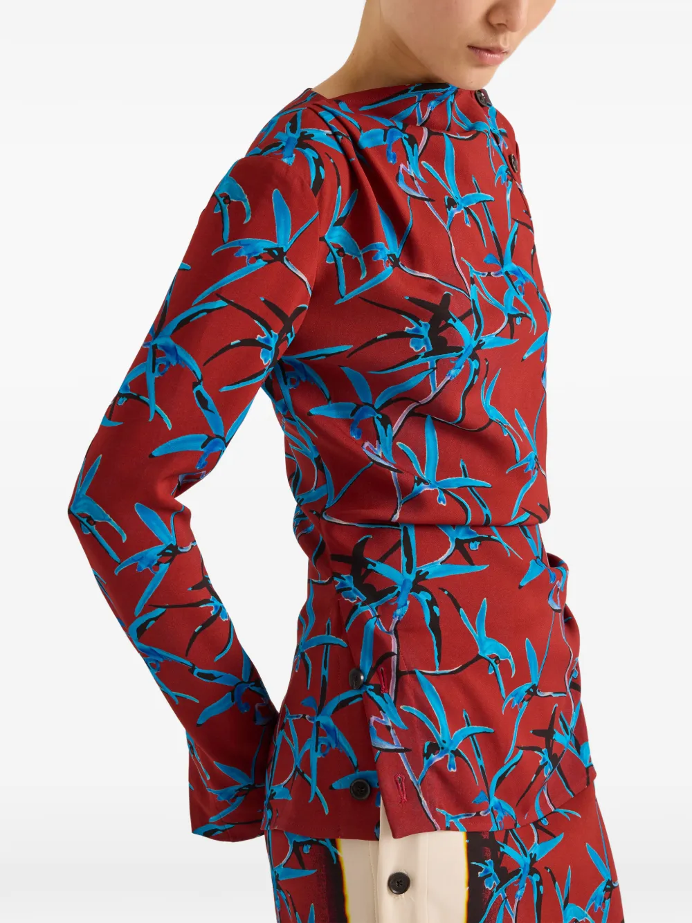 Proenza Schouler Anais top van stretch cady met print Rood