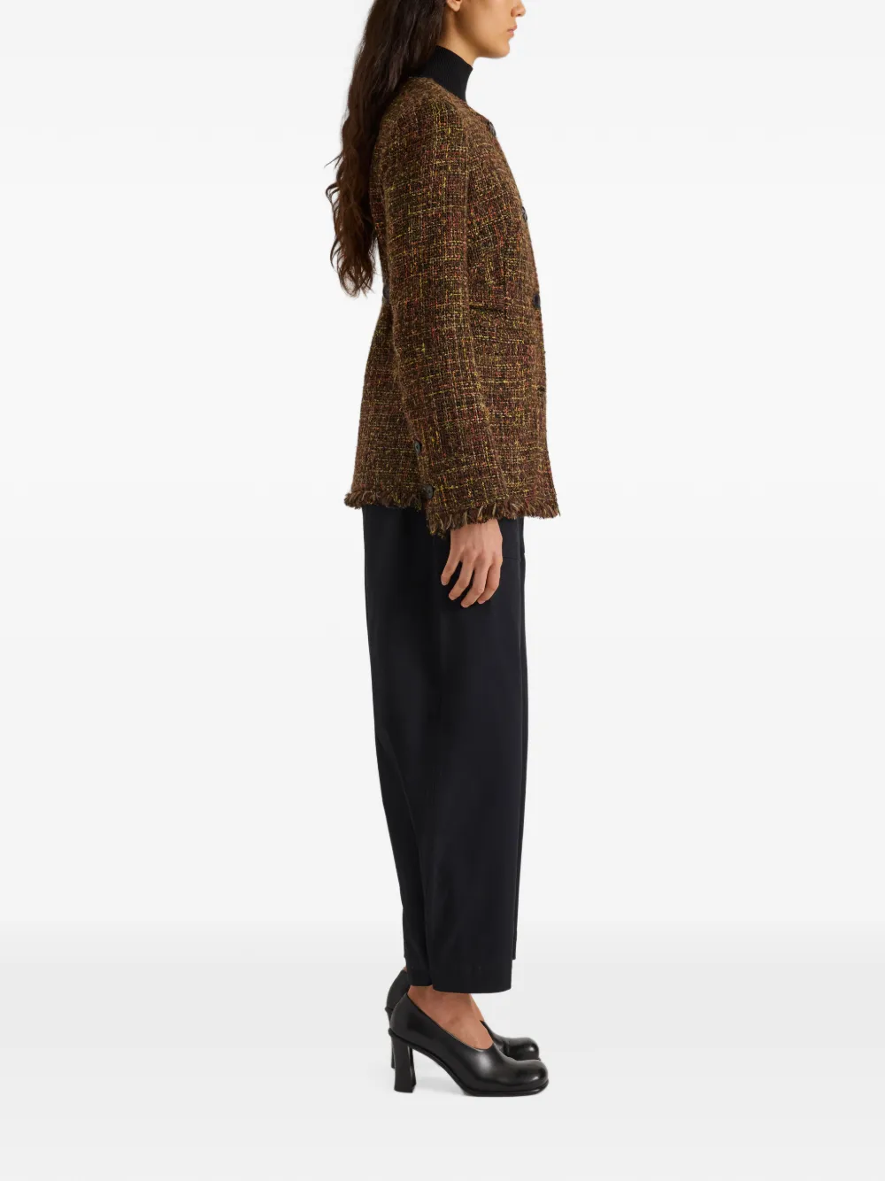 Proenza Schouler White Label Aurelia tweed jack met lange mouwen Bruin
