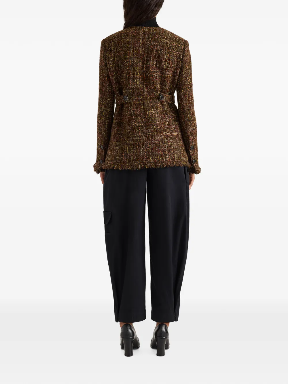 Proenza Schouler White Label Aurelia tweed jack met lange mouwen Bruin