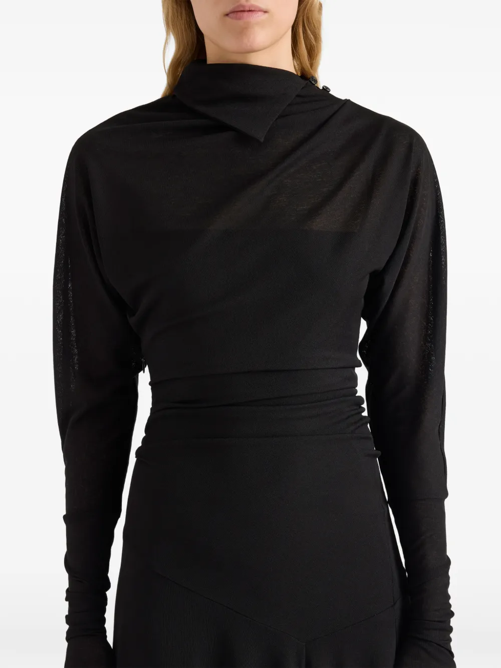 Proenza Schouler Golda jurk van doorzichtig jersey met textuur Zwart