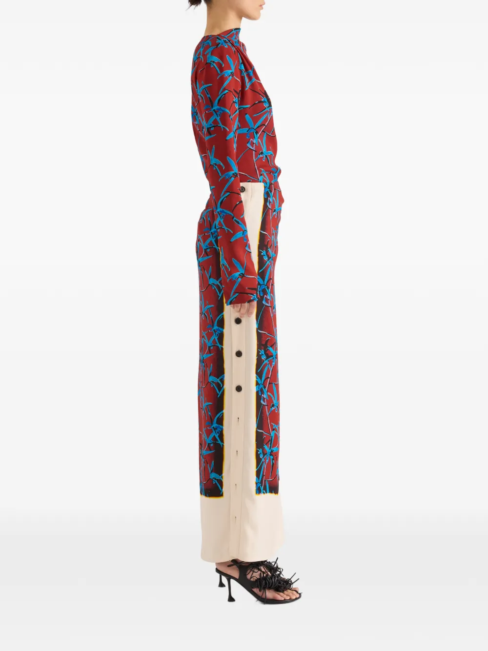 Proenza Schouler Anais stretch cady rok met print Rood