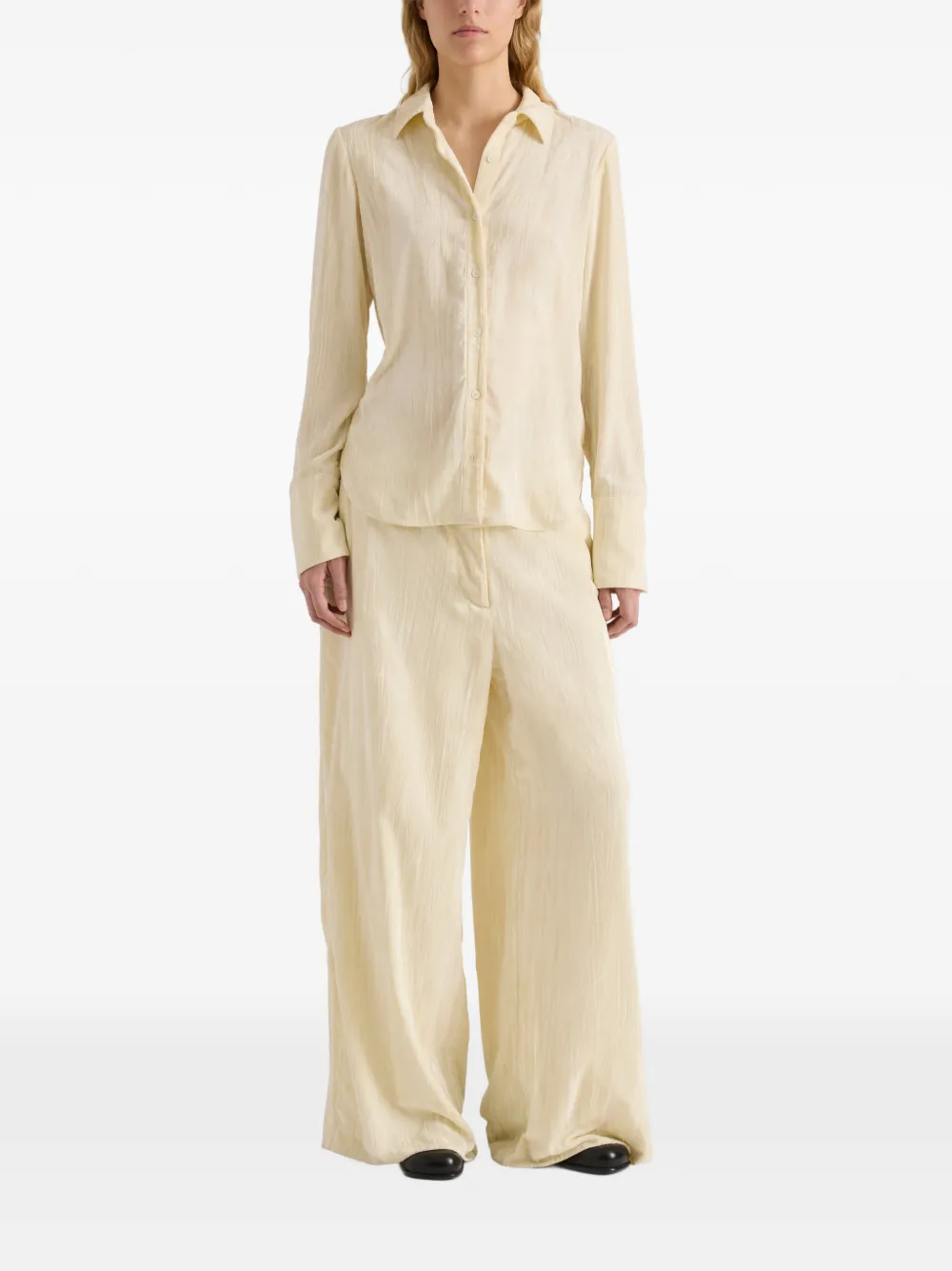 Proenza Schouler White Label Meadow fluwelen broek met gekreukt effect Beige