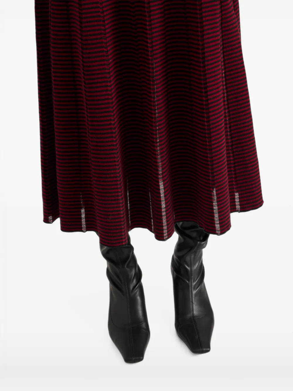 Proenza Schouler White Label Phyllis ladder-stripe midi skirt Rood