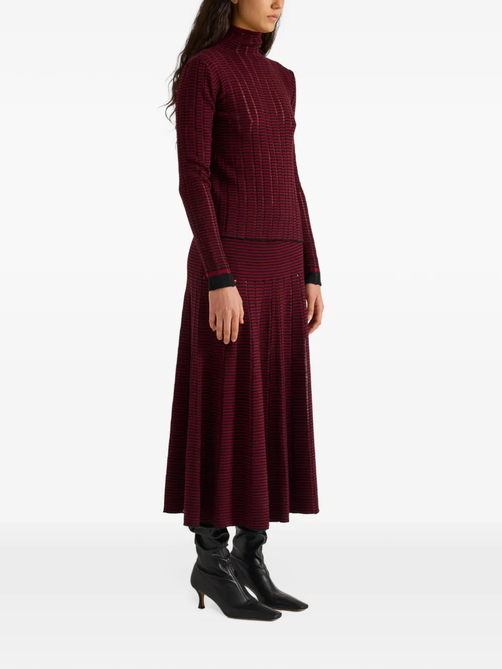 Proenza Schouler White Label Phyllis ladder-stripe midi skirt Rood