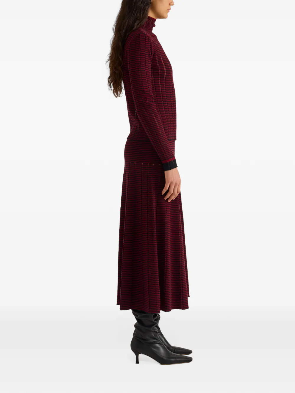Proenza Schouler White Label Phyllis ladder-stripe midi skirt Rood