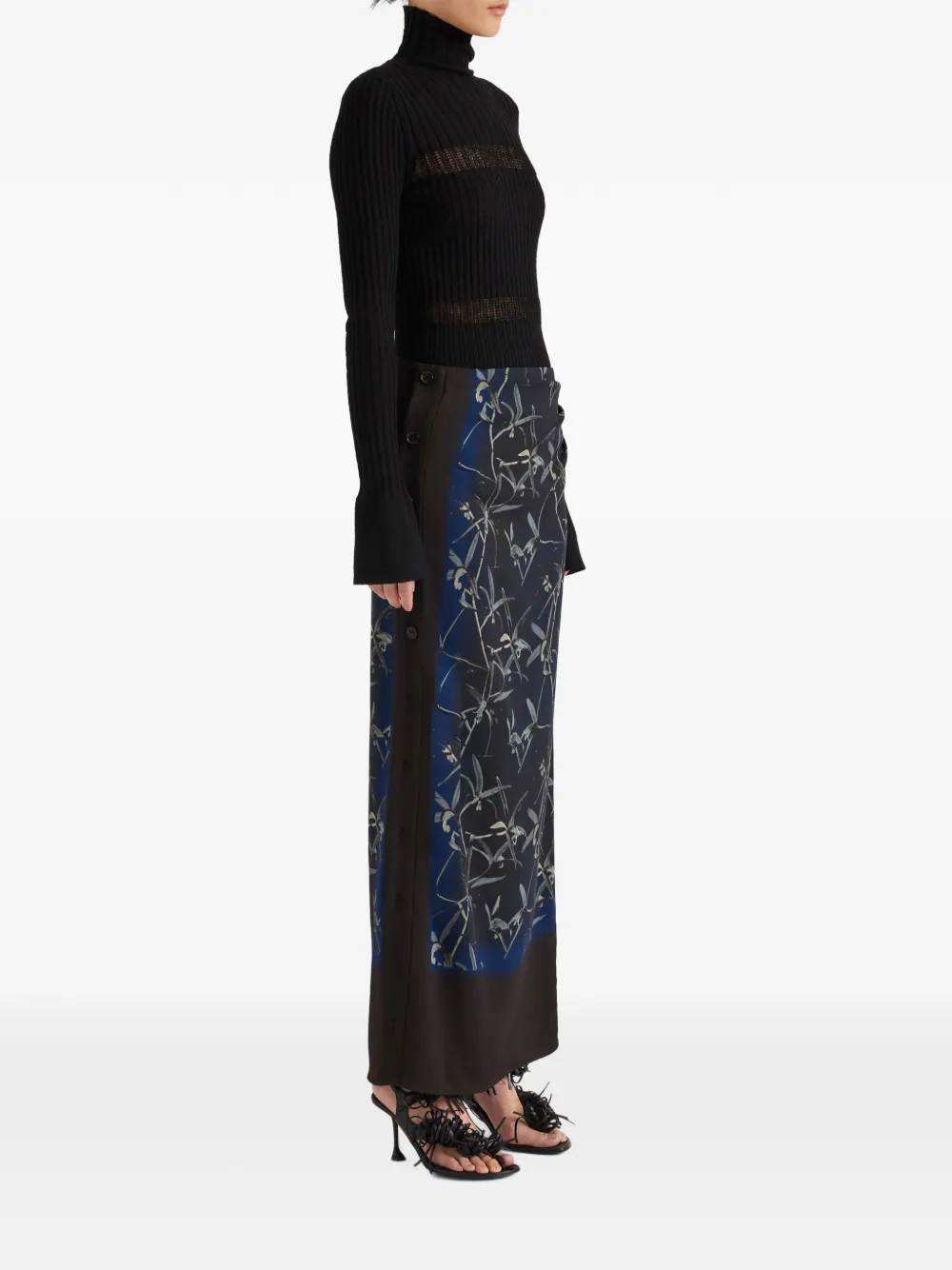 Proenza Schouler Anais stretch cady rok met print Blauw