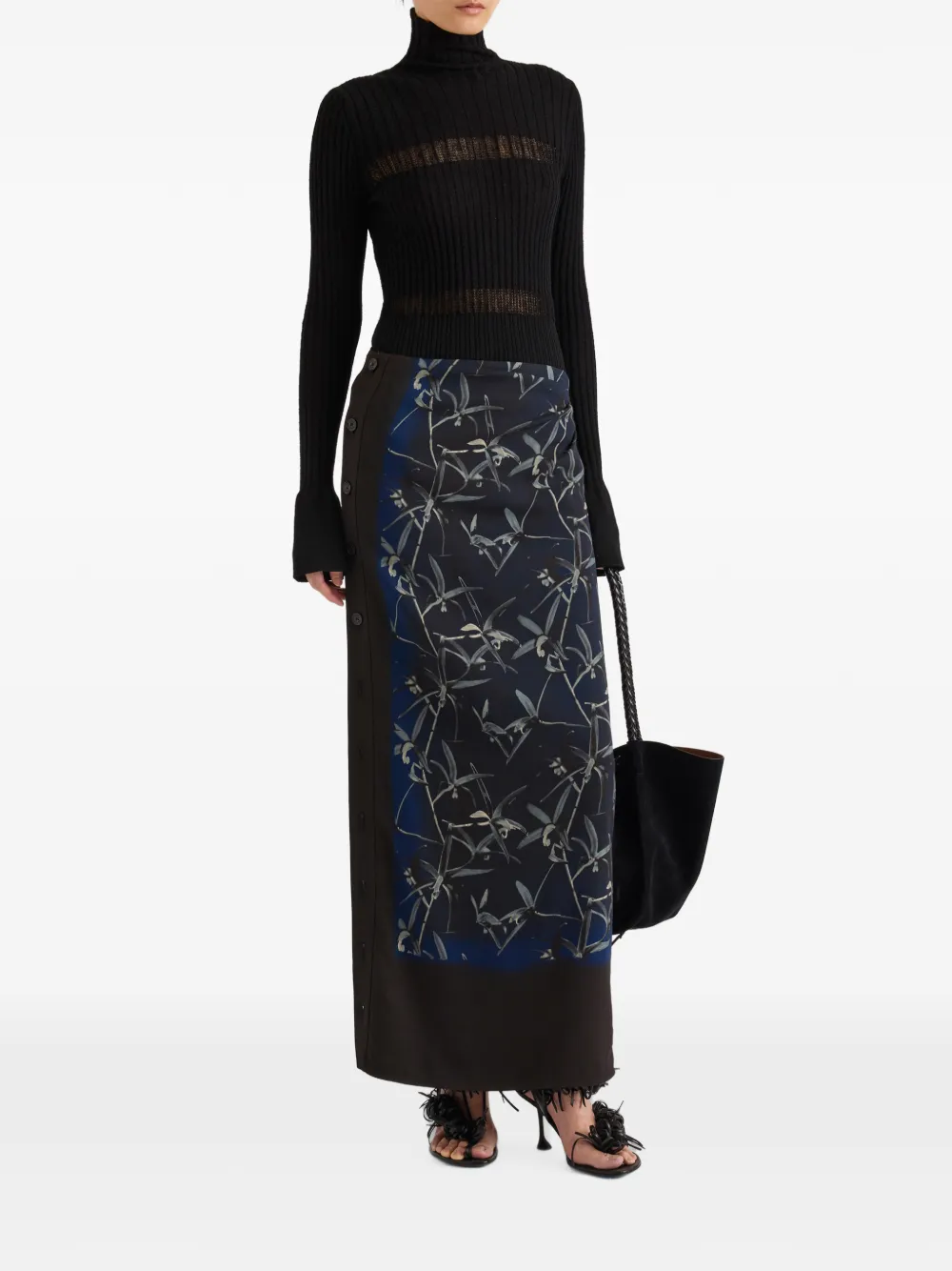 Proenza Schouler Anais stretch cady rok met print Blauw