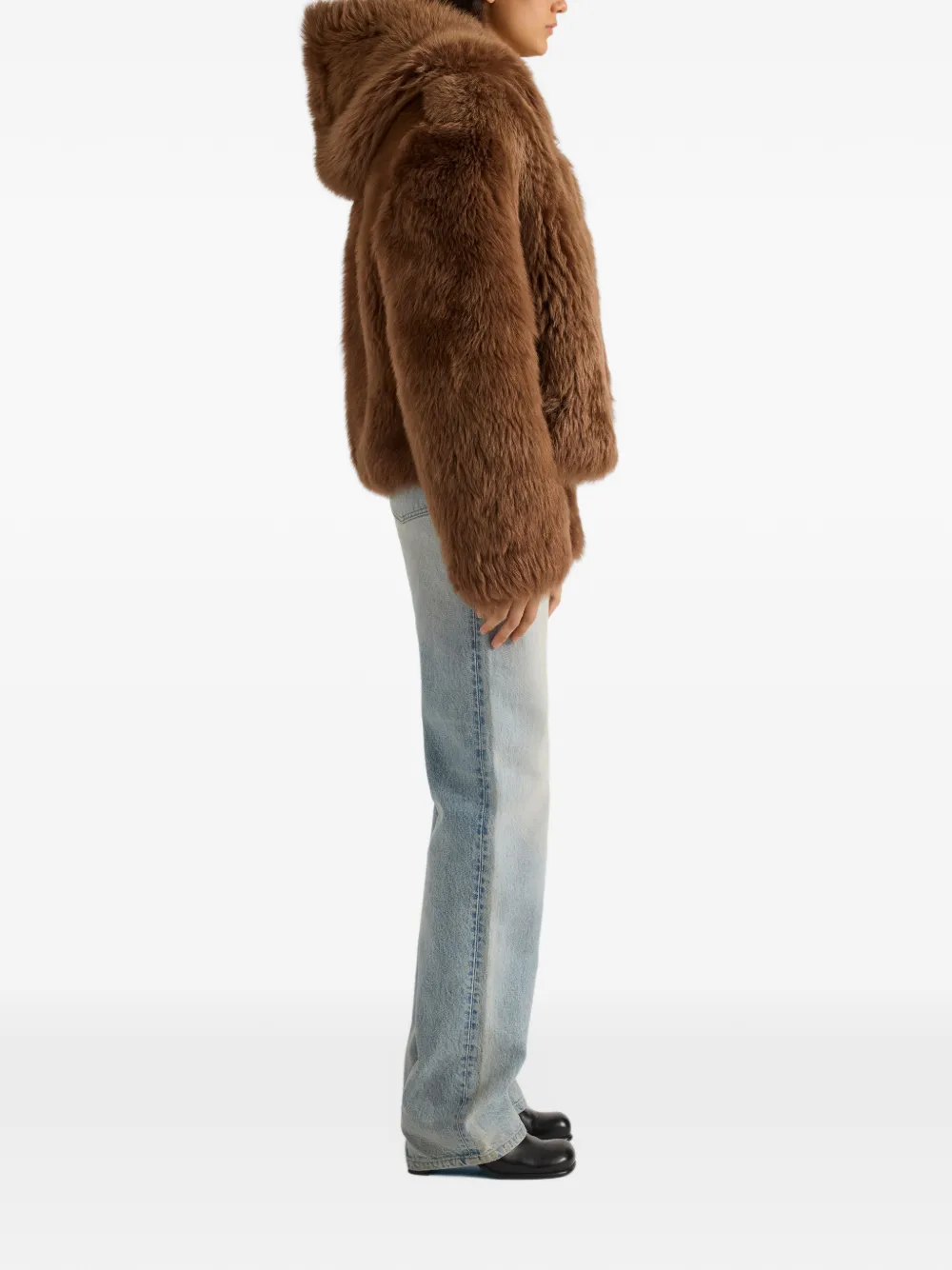 Proenza Schouler White Label Michelle hooded shearling coat Bruin