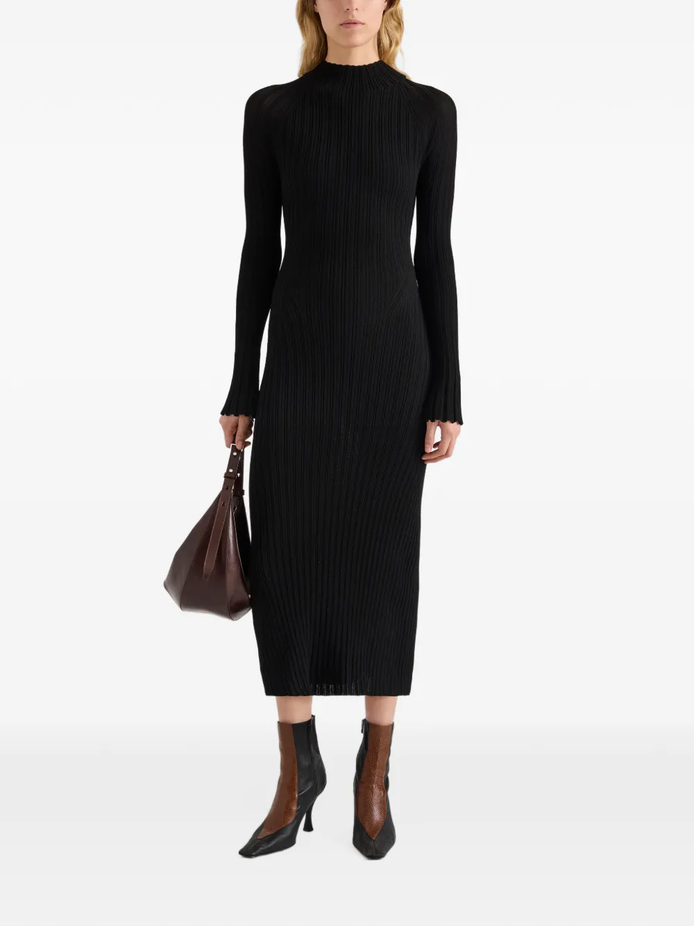 Proenza Schouler Roux dress in viscose silk rib - Nero