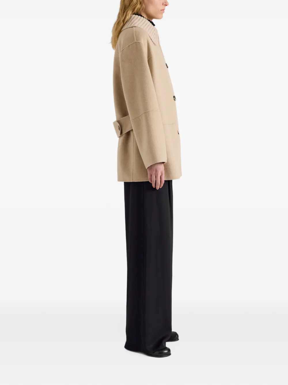 Proenza Schouler White Label Lisa ribbed-collar button-up jacket Beige