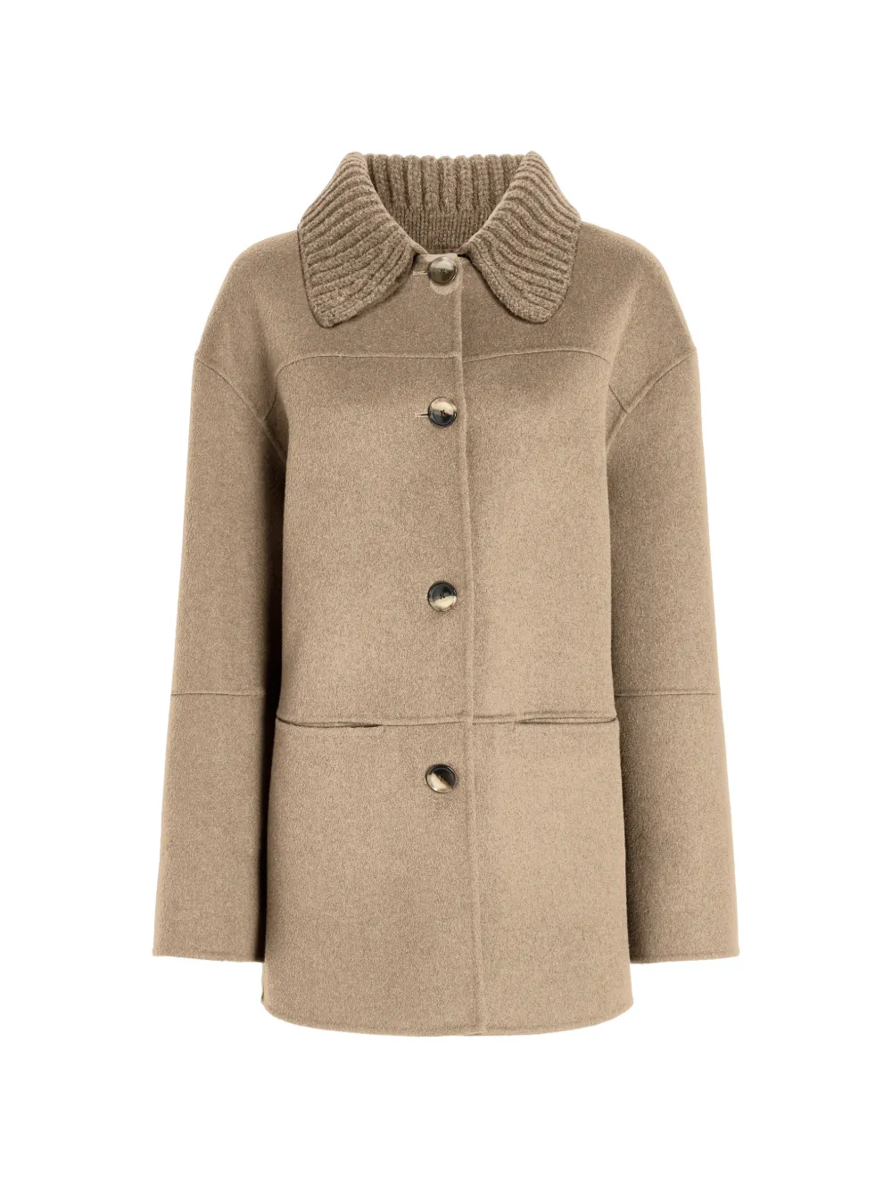 Proenza Schouler White Label Lisa ribbed-collar button-up jacket Beige