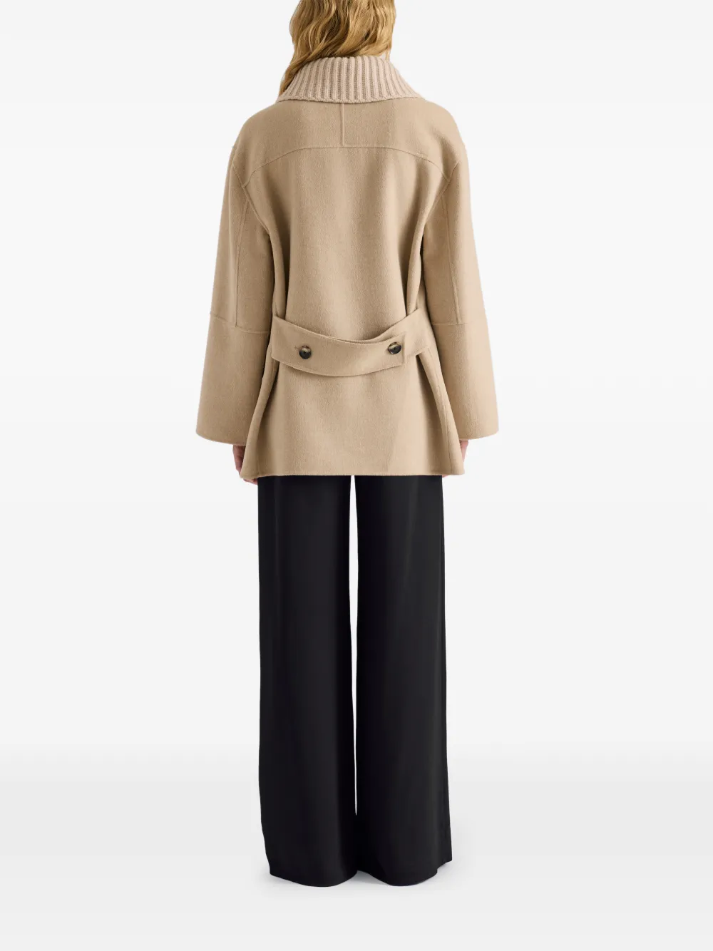 Proenza Schouler White Label Lisa ribbed-collar button-up jacket Beige
