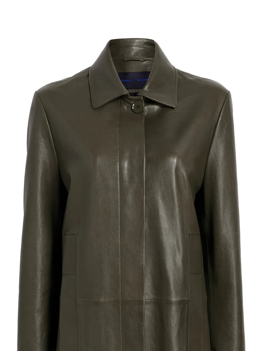 Proenza Schouler Nissi semi-glanzende leren jas Groen