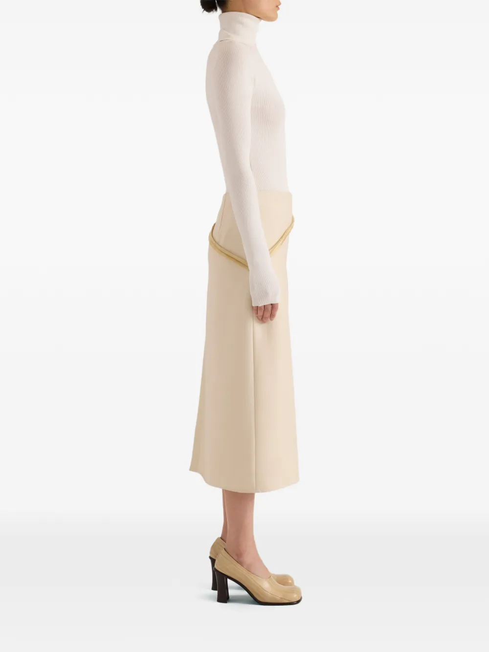 Proenza Schouler Justine satijnen wollen rok Beige