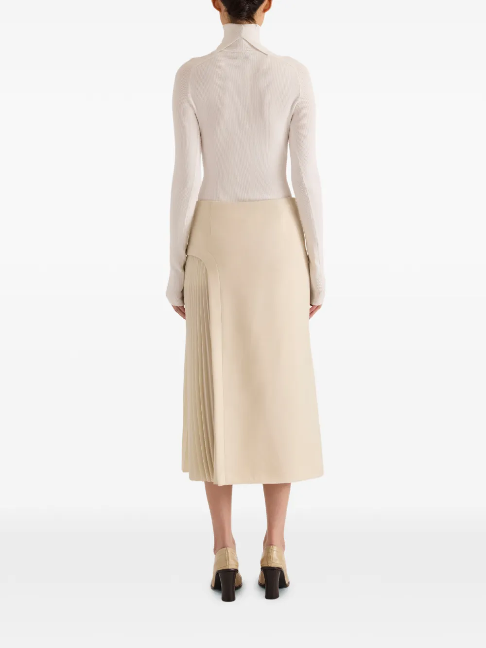 Proenza Schouler Justine satijnen wollen rok Beige