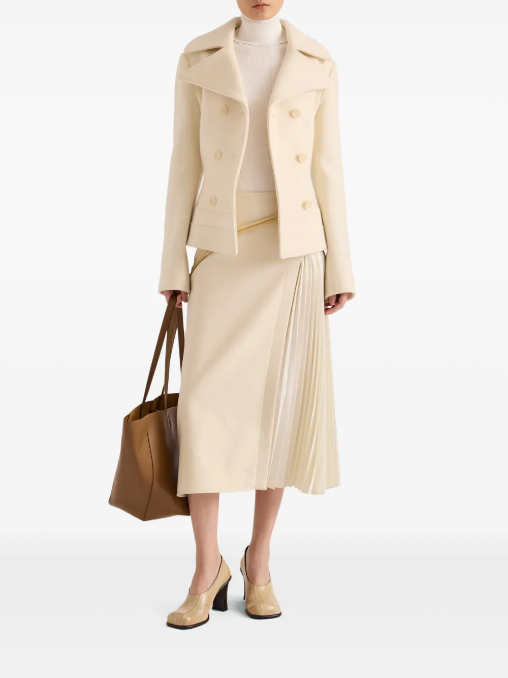 Proenza Schouler Justine satijnen wollen rok Beige