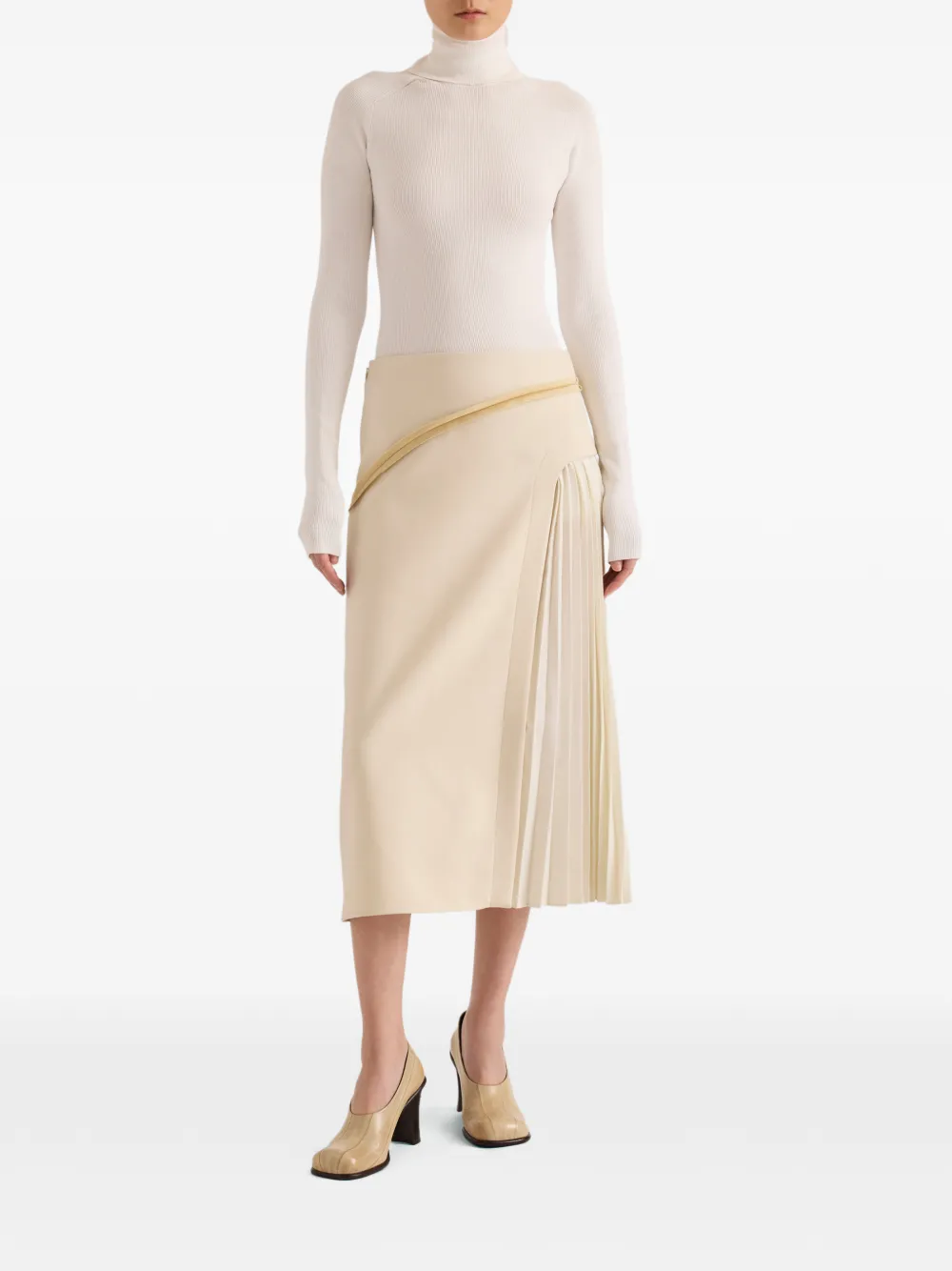 Proenza Schouler Justine satijnen wollen rok Beige