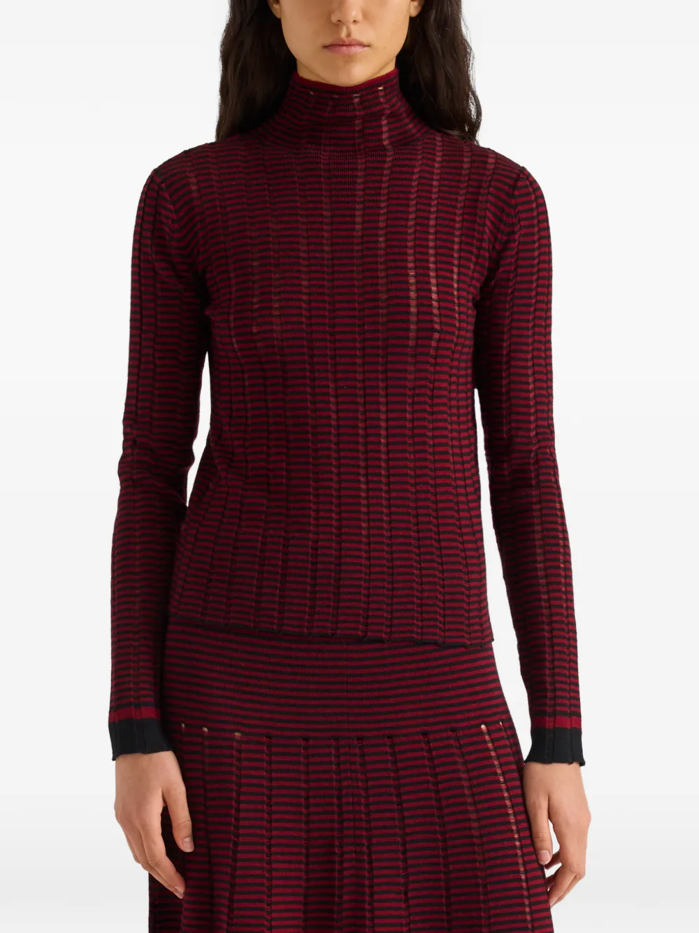 Proenza Schouler White Label Stina ladder-stripe sweater Rood