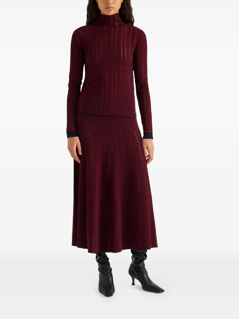 Proenza Schouler White Label Stina ladder-stripe sweater Rood