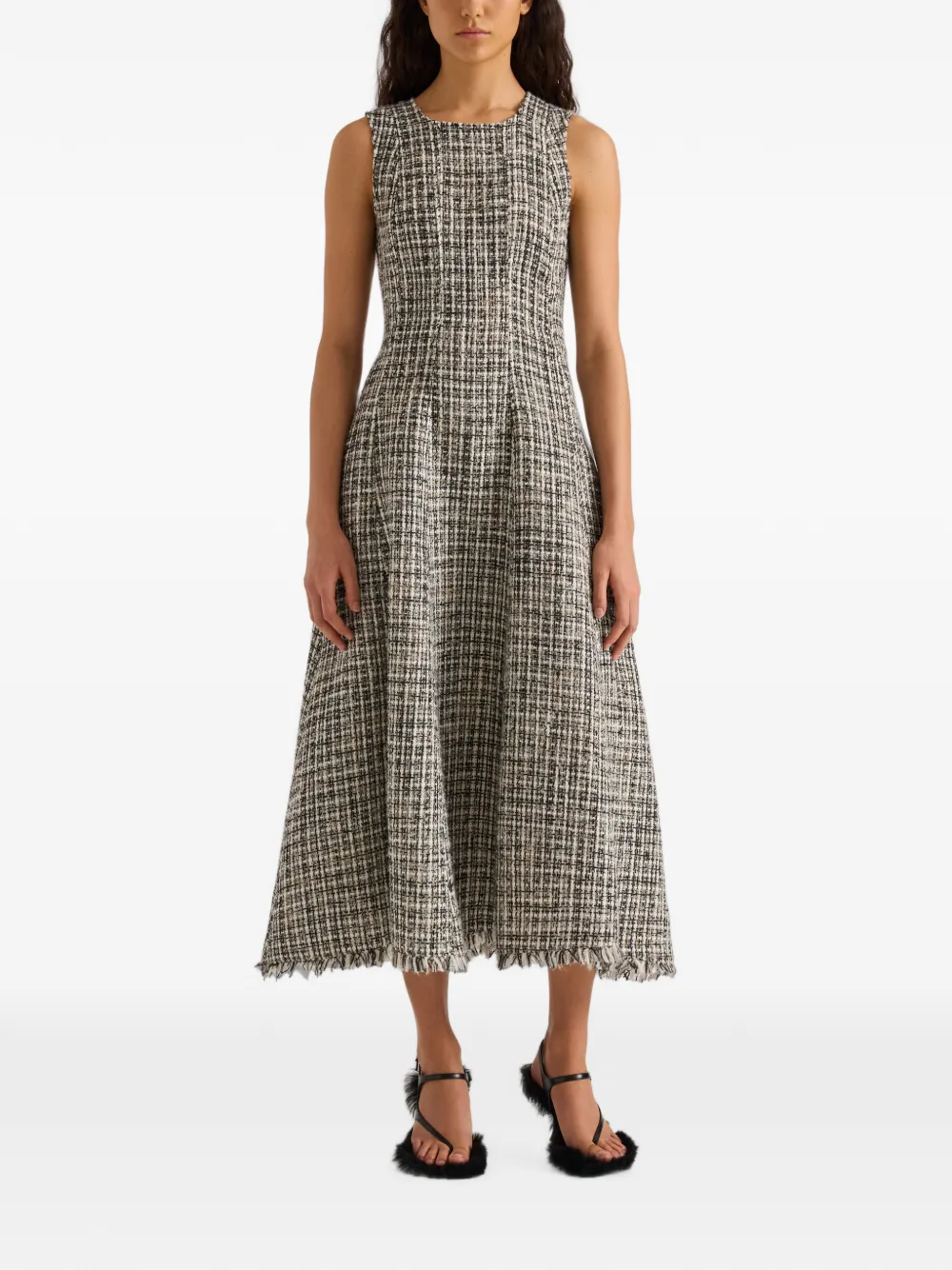 Proenza Schouler White Label Beatrix tweed midi-jurk Beige