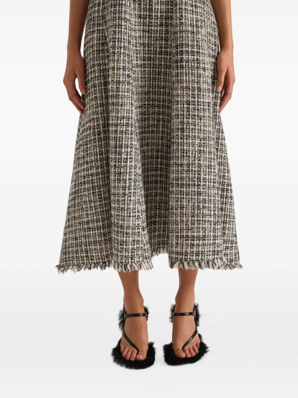 Proenza Schouler White Label Beatrix tweed midi-jurk Beige