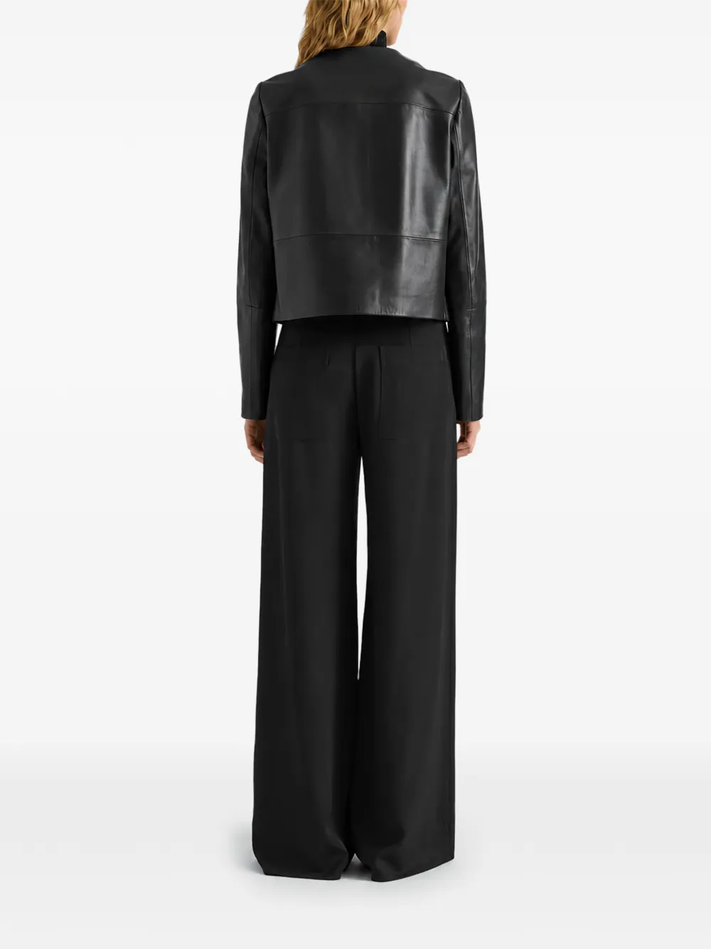 Proenza Schouler White Label Courtney double-breasted leather jacket Zwart