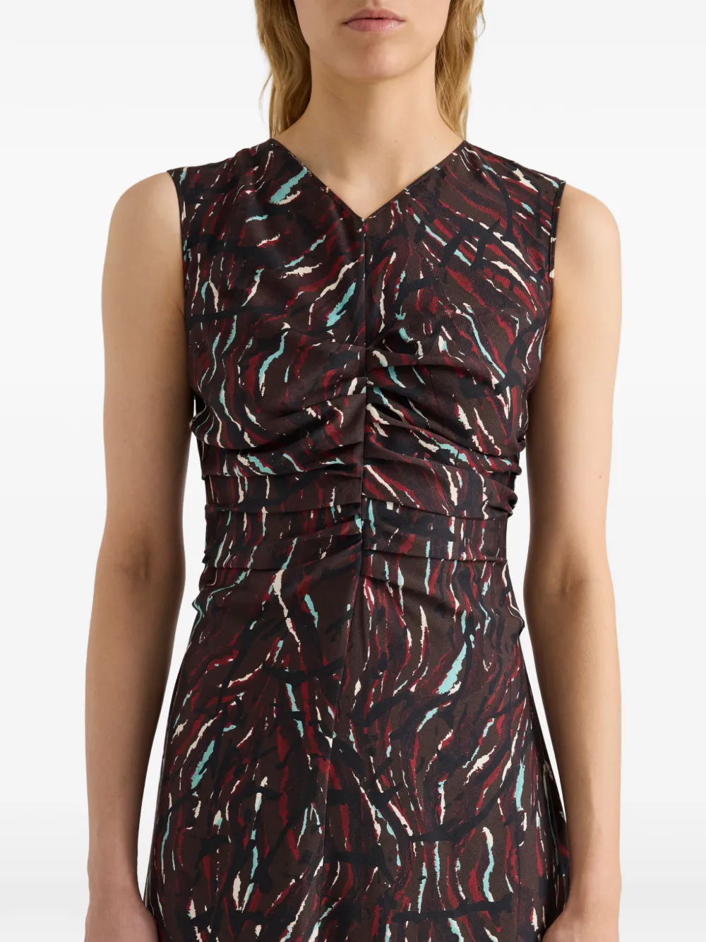 Proenza Schouler White Label Clem maxi-jurk met ruches en print Bruin