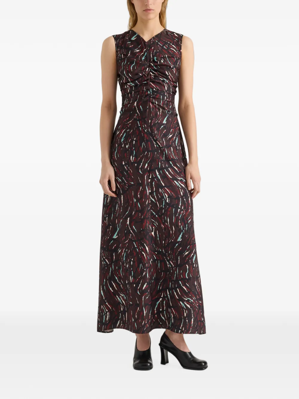 Proenza Schouler White Label Clem maxi-jurk met ruches en print Bruin