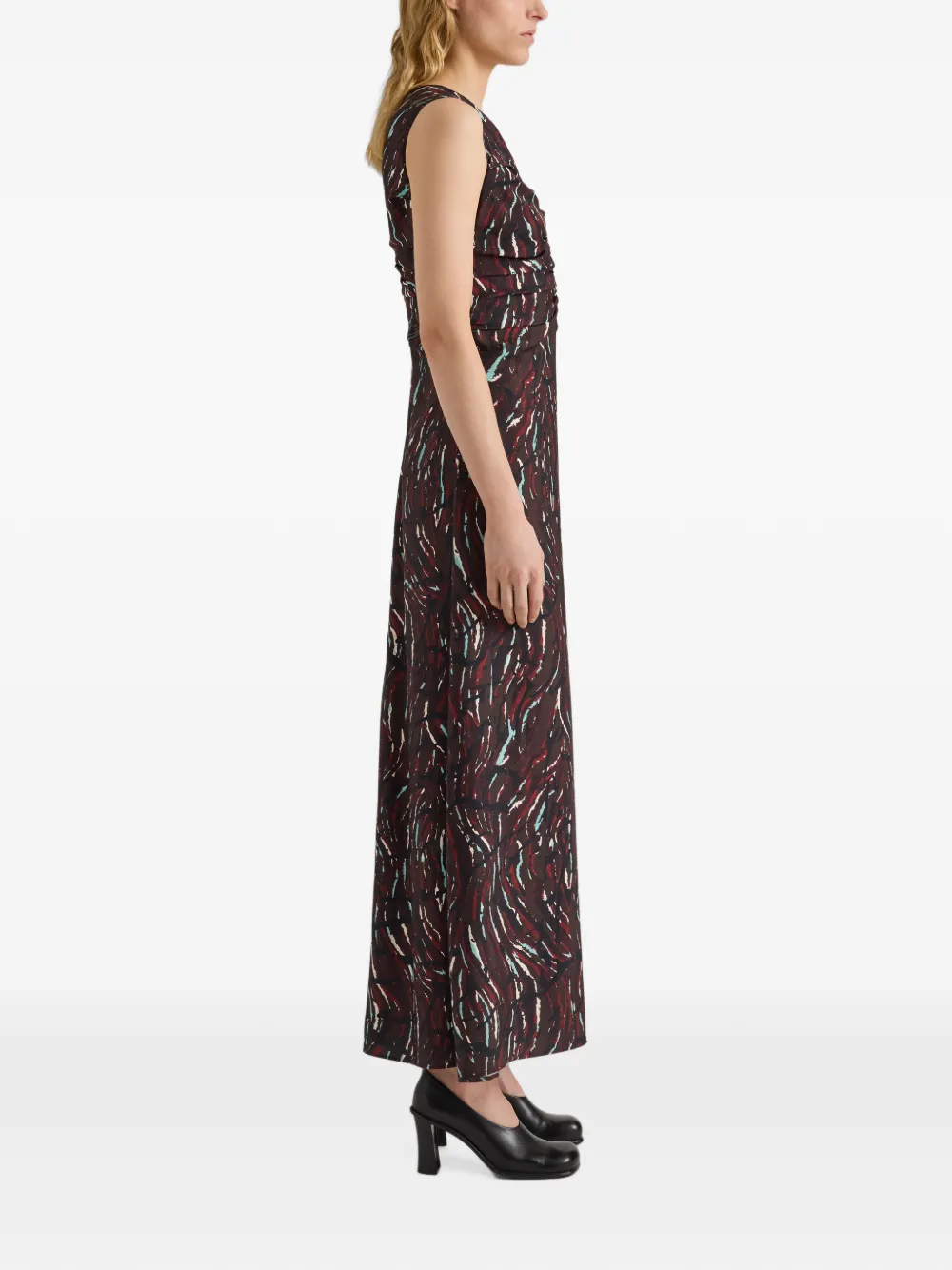 Proenza Schouler White Label Clem maxi-jurk met ruches en print Bruin