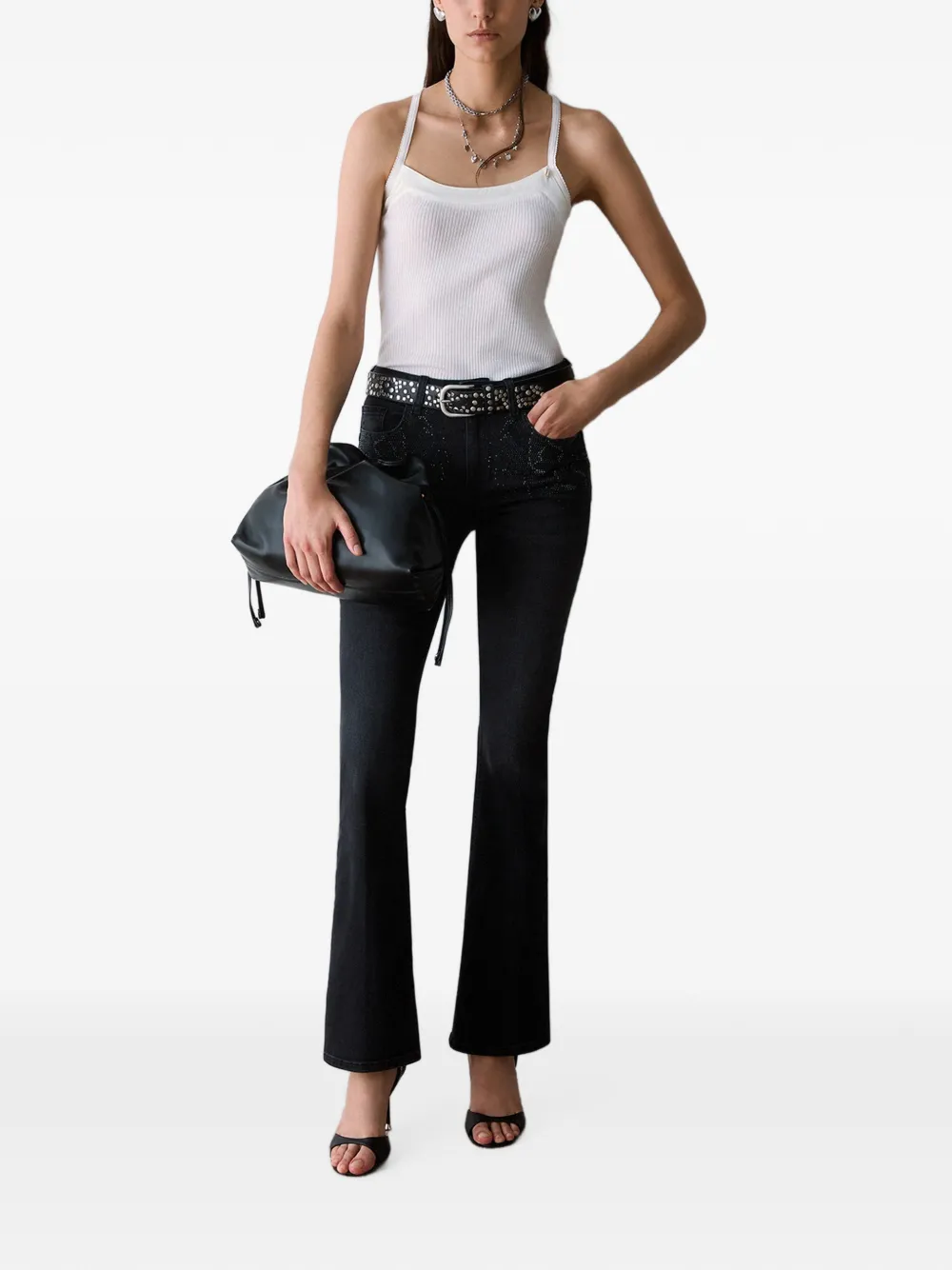 LIU JO Bootcut jeans met stras Zwart