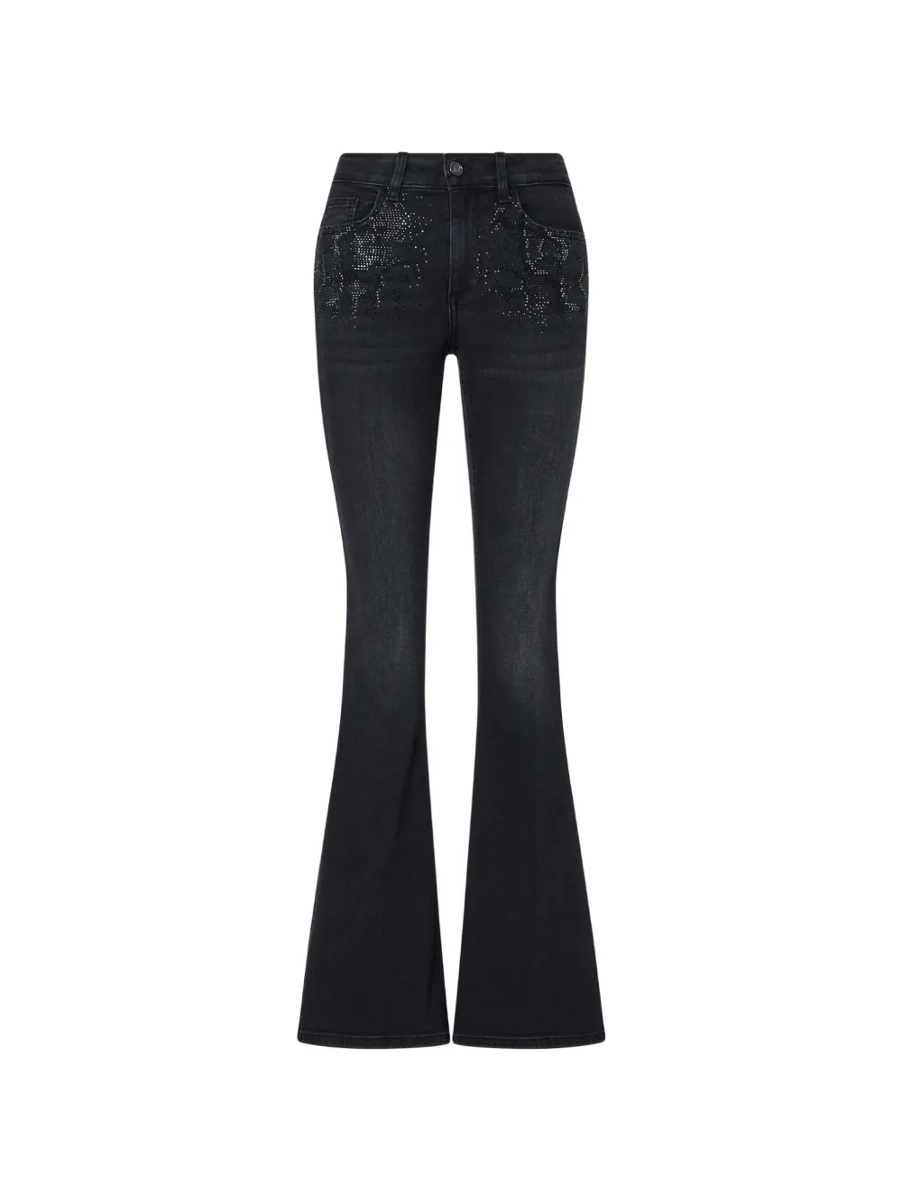 LIU JO bootcut jeans with rhinestones - Nero