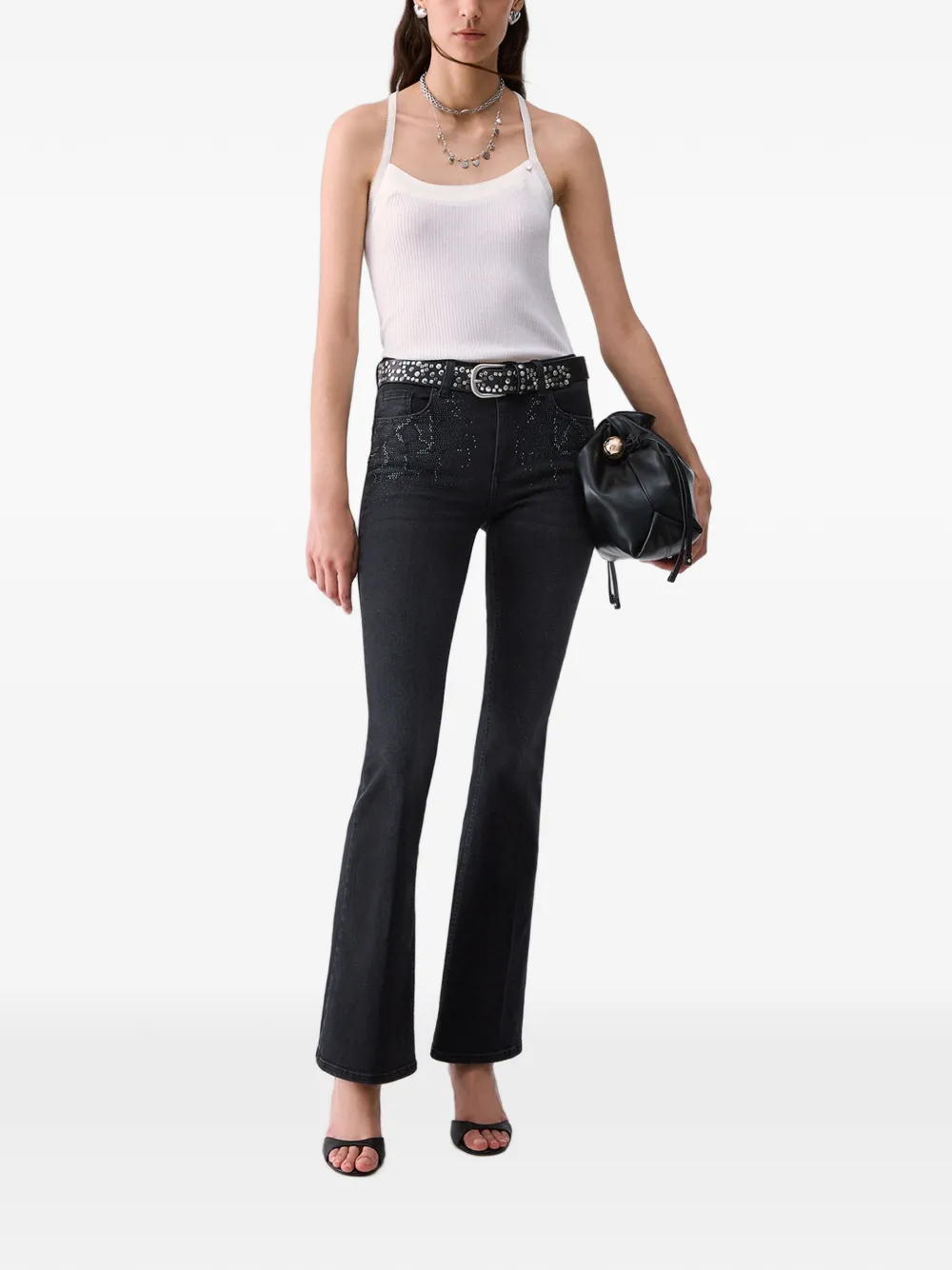 LIU JO Bootcut jeans met stras Zwart