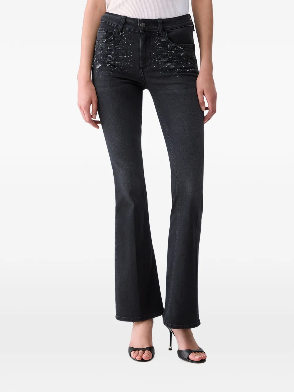 LIU JO Bootcut jeans met stras Zwart