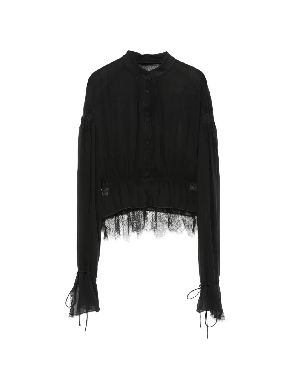 Isabel Benenato lace-trimmed button-up blouse