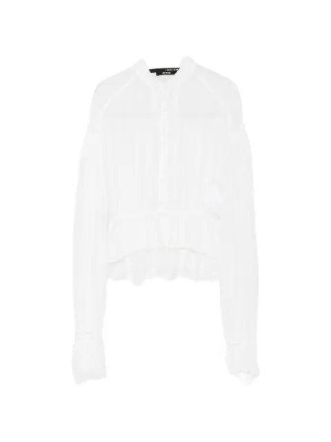 Isabel Benenato lace-trim cropped shirt