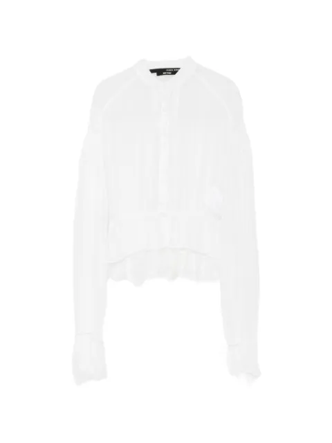 Isabel Benenato lace-trim cropped shirt