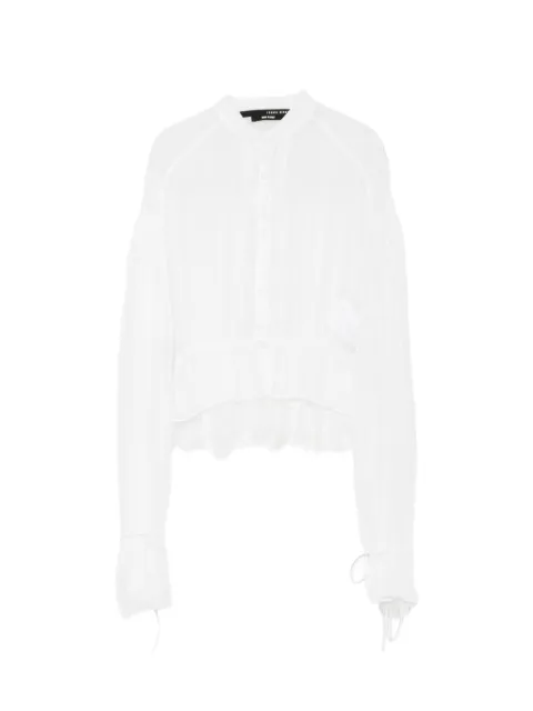 Isabel Benenato lace-trim cropped shirt