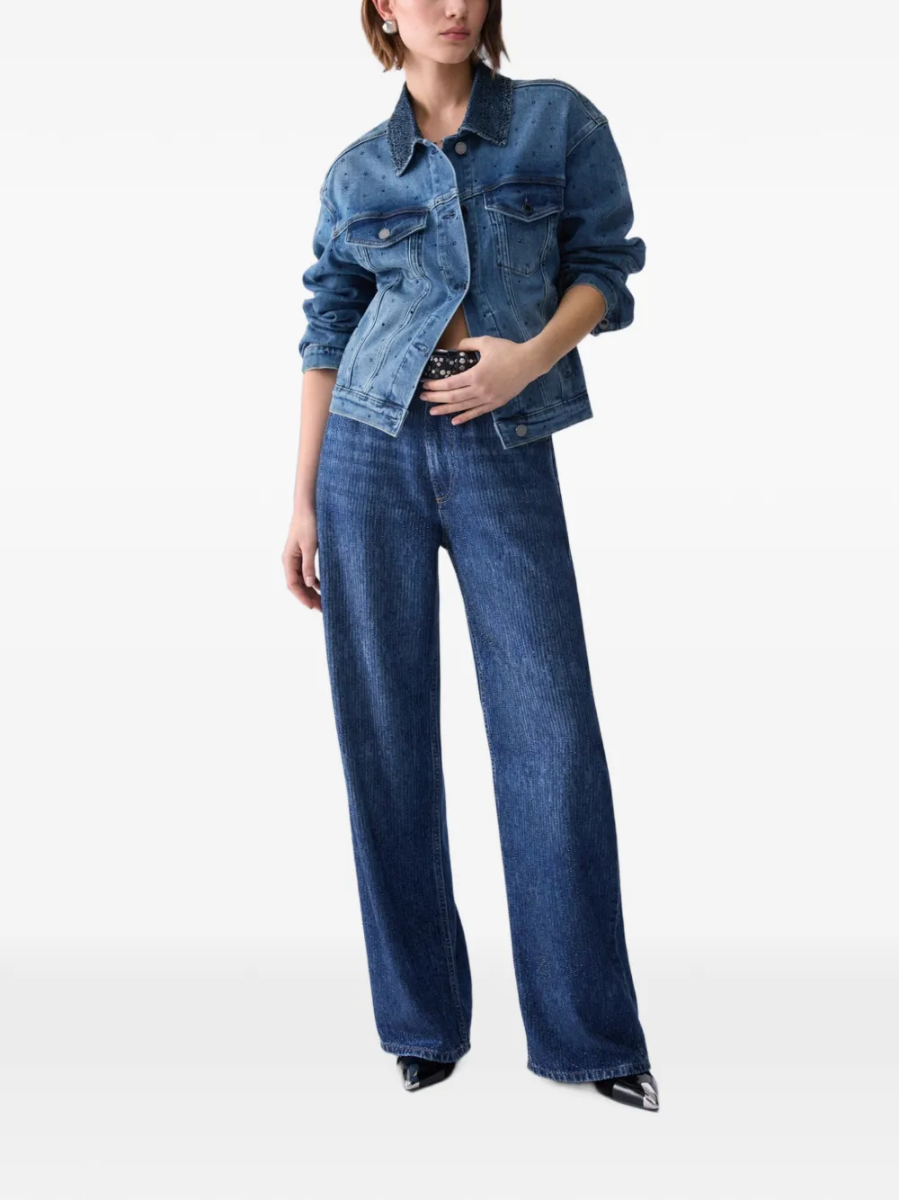 LIU JO Denim jack met micro-stras Blauw