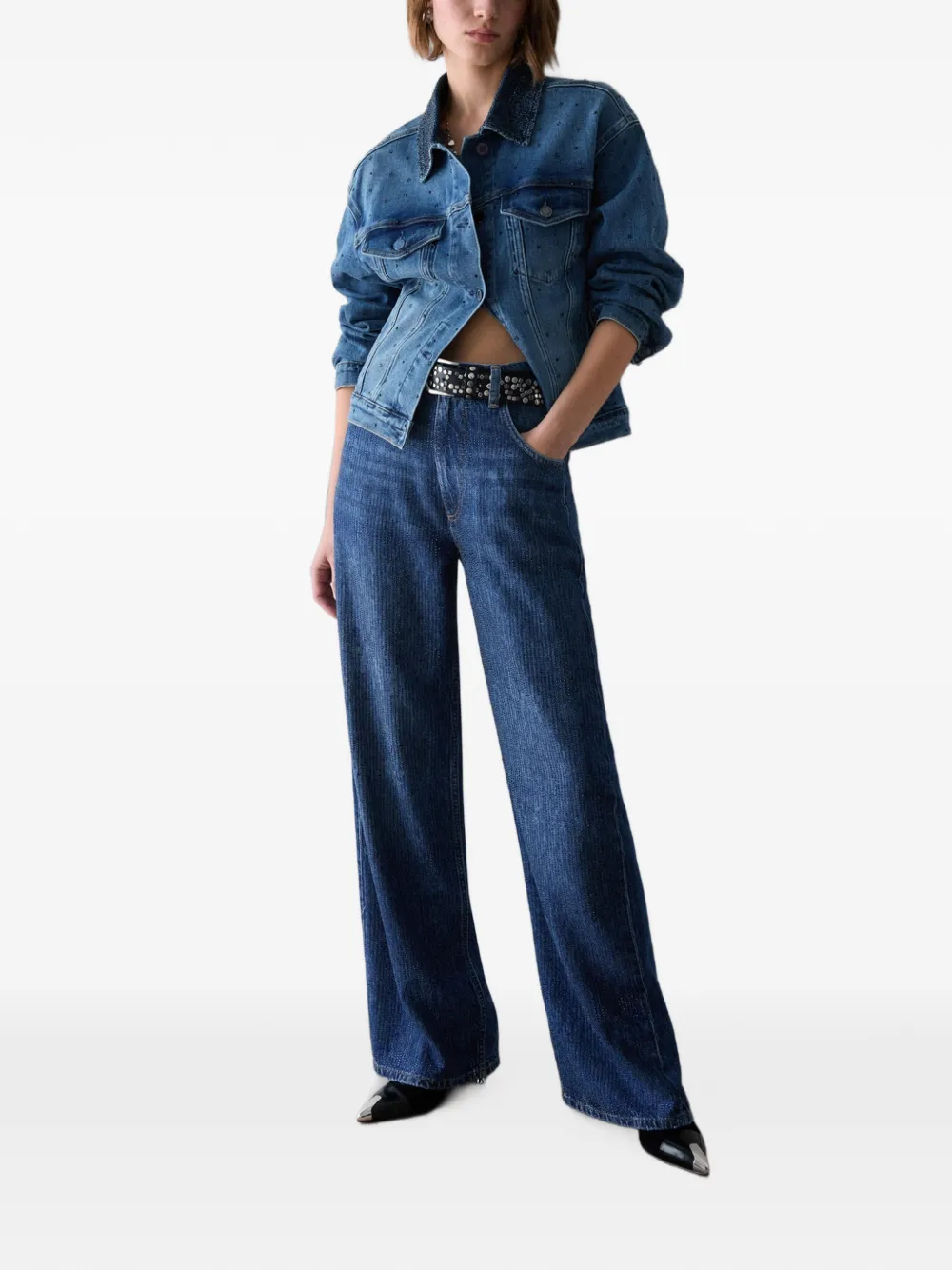 LIU JO Denim jack met micro-stras Blauw