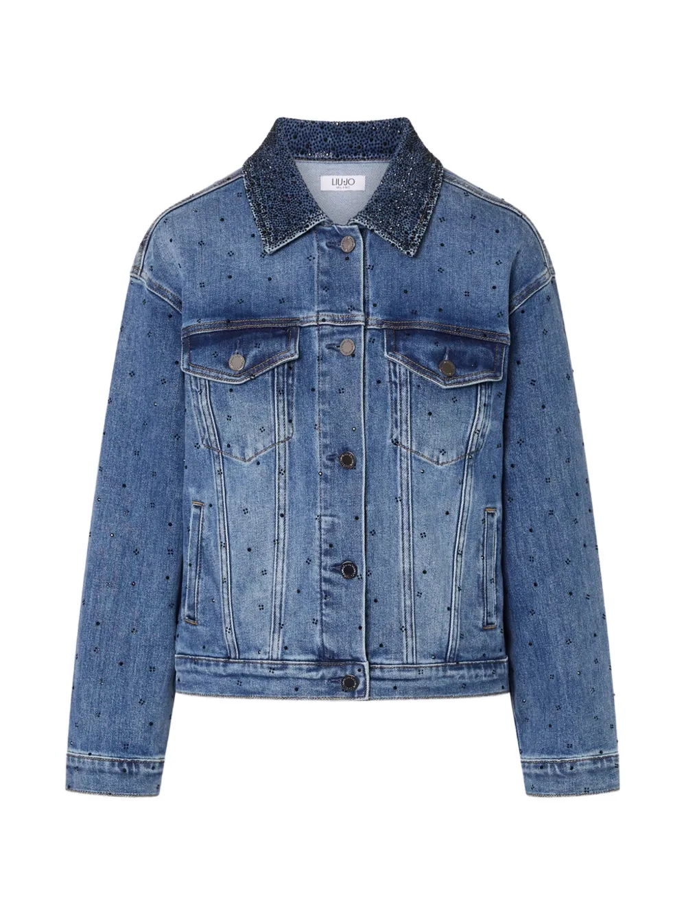 LIU JO denim jacket with micro-rhinestones - Blu