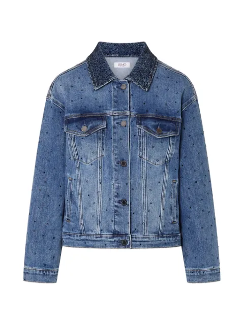LIU JO denim jacket with micro-rhinestones