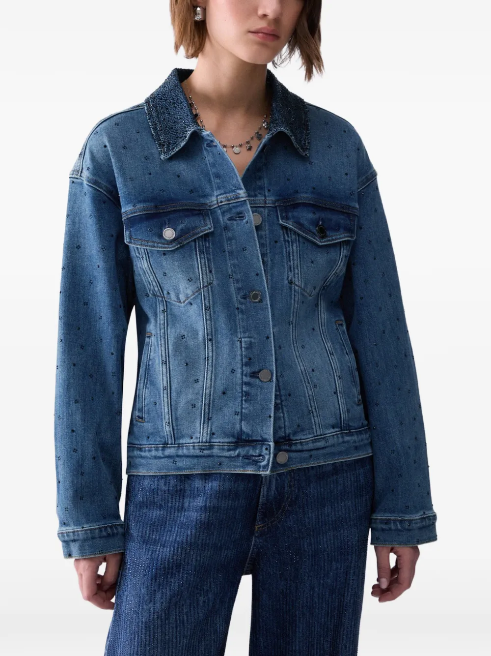 LIU JO Denim jack met micro-stras Blauw