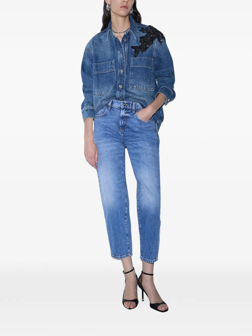 LIU JO boyfriend jeans with rips Blauw