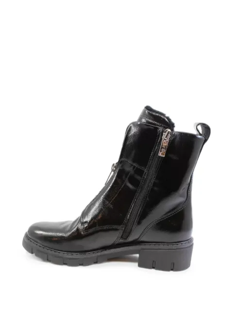 ARA patent-finish zip-front ankle boots